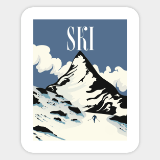 vintage ski travel poster Sticker